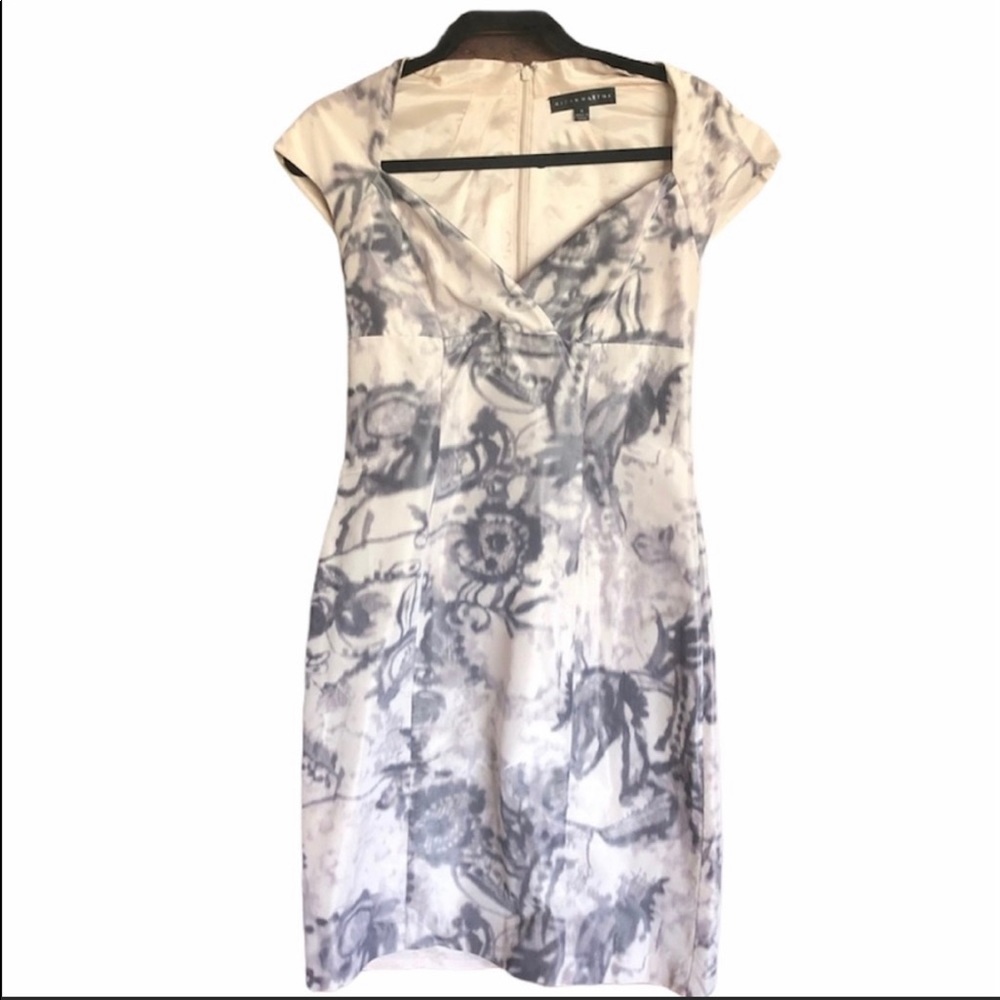 Aidan Mattox Floral Sheath Sleeve Pencil Dress 6